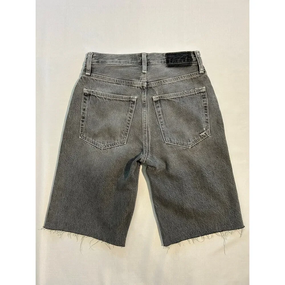 Etica Brandy Long Short Denim Bermuda Gray Quartzsite Size 24